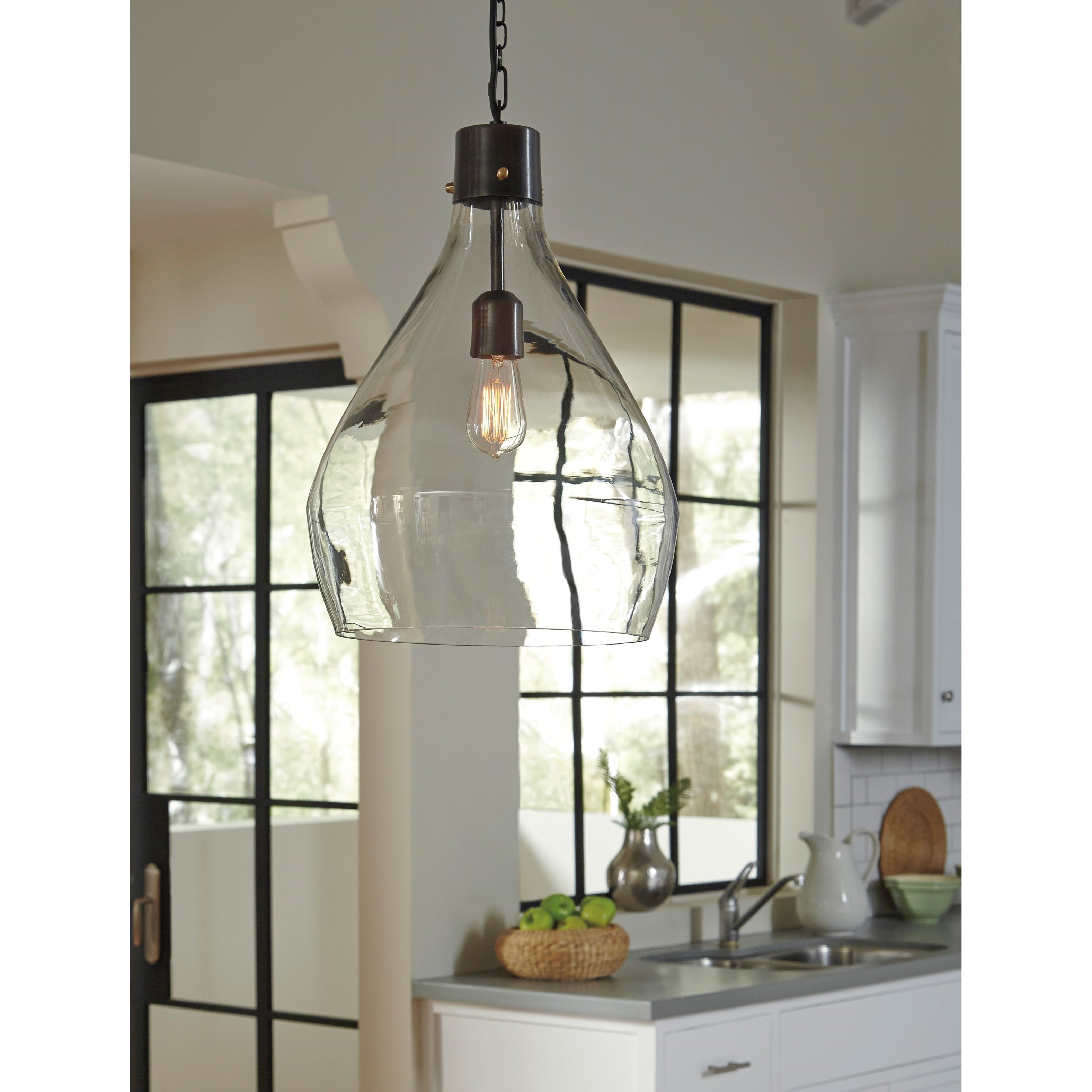 Signature Design by Ashley Pendant Lights Avalbane Clear/Gray Glass